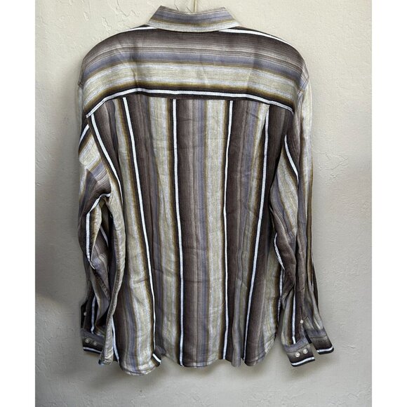 Tommy Bahama Men's Large Casual Button Up Shirt Long Sleeve Striped Linen - Picture 2 of 7